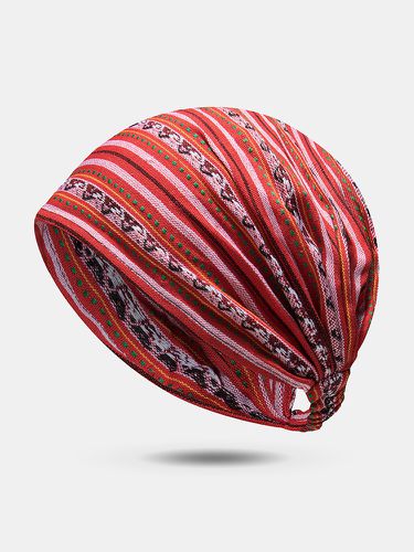 Striped Multicolor Beanie Hat Scarf Turban Head Wrap Cap - Newchic - Modalova
