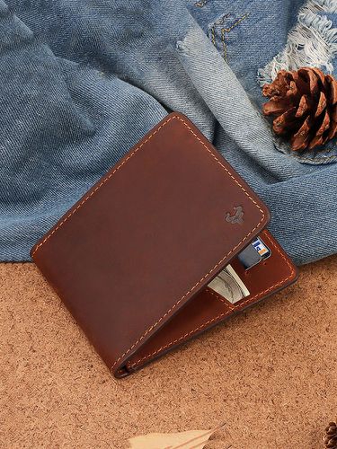 Men Genuine Leather RFID Coin Purse Money Clip 7 Card Holder Wallet - Newchic - Modalova