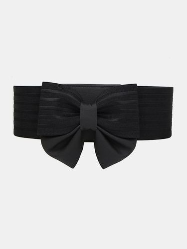 Women PU Leather Elastic Band Bow Super Wide Waist Hang Buckle Belt Dress Accessories - Newchic - Modalova
