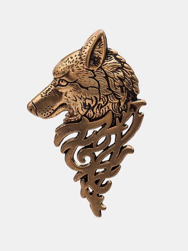 Retro Wolf Totem Head Brooch Pin British Style Personality Suit Badge Gift for Men - Newchic - Modalova