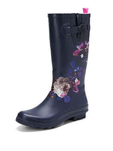 SOCOFY Soft Natural Rubber Floral Anti-slip Waterproof Low Heel Knee-high Rain Boots - Newchic - Modalova