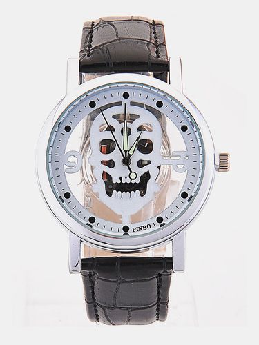 Trendy Skull Quartz Watch Double Hallow Men Watch Leather Quartz Watch Fashion Watch - Newchic - Modalova