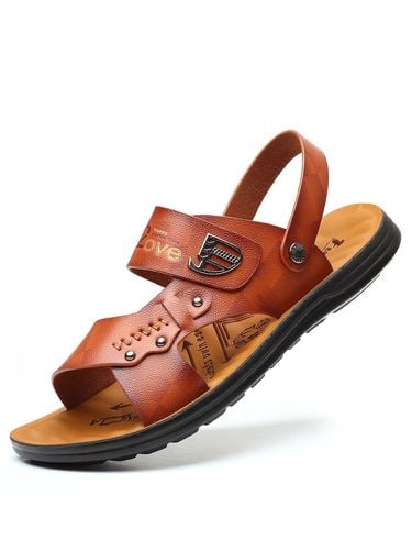 Men Microfiber Leather Adjustabler Heel Strap Beach Casual Sandals - Newchic - Modalova