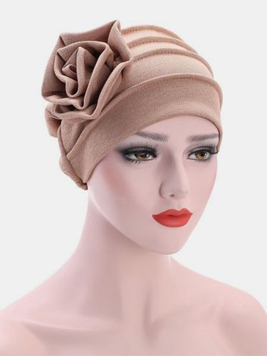 Women Velvet Disc Floral Nail Golden Pearl Lace Mesh Yarn Headscarf Hat Muslim Beanie - Newchic - Modalova