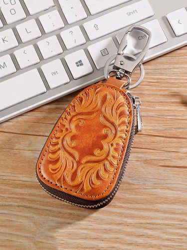 Vintage Genuine Leather Car Key Holder Key Bag Keychain Wallet For Men Women - Newchic - Modalova