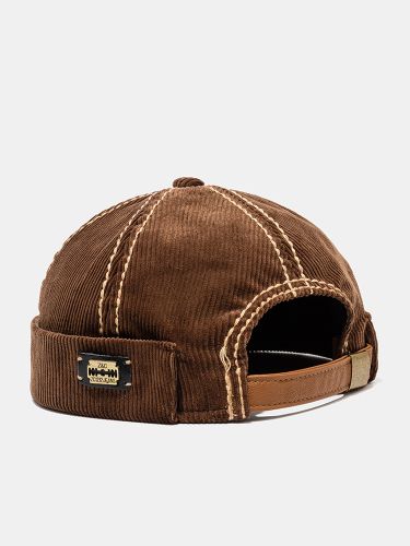 Men & Women Adjustable Corduroy Skull Caps Men's Hat Brown Brimless Caps - Newchic - Modalova