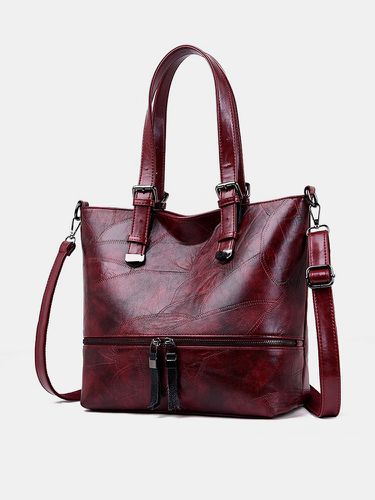 Vintage Faux Leather Large Capacity Handbag Tote Bag Shoulder Bag For Women - Newchic - Modalova