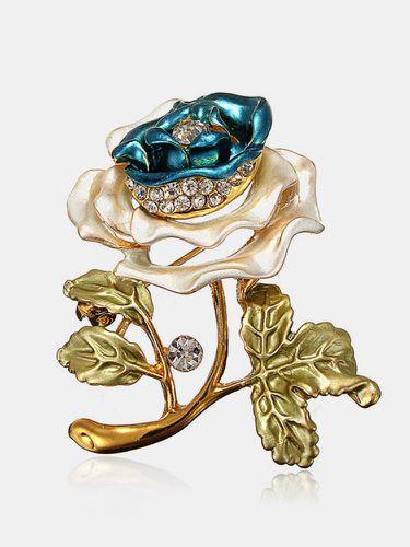 Elegant Rhinestone Crystal Rose Flower Brooch - Newchic - Modalova