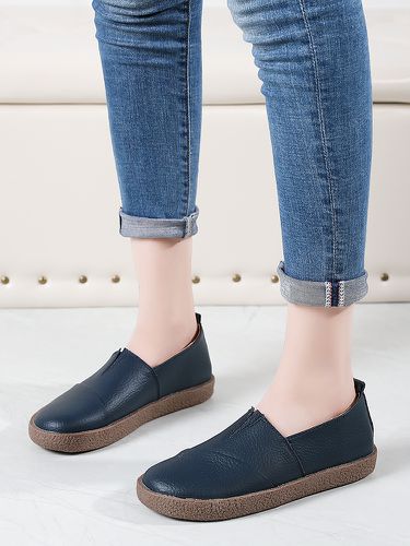 Women's Leather Casual Slip On Flat Loafers Shoes - Newchic - Modalova