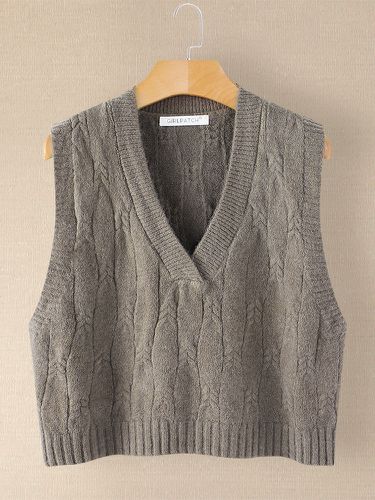 Solid Color V-neck Knit Sleeveless Sweater - Newchic - Modalova
