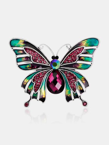 Classic Colorful Butterfly Brooch Dazzling Crystal Rhinestone Pin Corsage Scarf Clothing Accessories - Newchic - Modalova