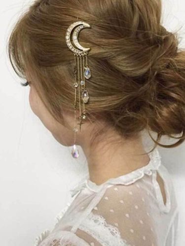 Vintage Hair Clip Moon Stars Rhinestone Tessals Pendant Hair Accessories Ethnic Jewelry for Women - Newchic - Modalova