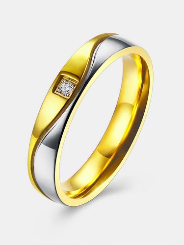 Sweet Couple Ring Zircon Silver Gold Ring for Women Men - Newchic - Modalova