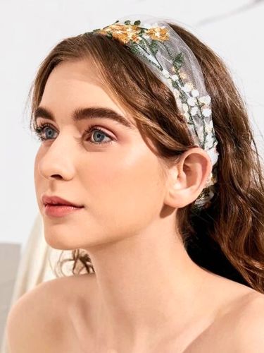 Lace Embroidery Flower Hairband Super Fairy Temperament Headband Harness Hairband Headwear - Newchic - Modalova