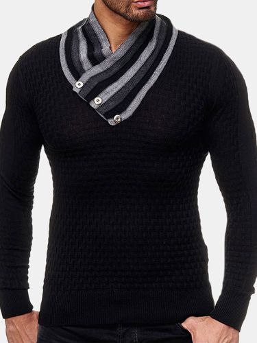 Men's Long Sleeve Turtleneck Knit Sweater Casual Basic Black Sweater - Newchic - Modalova