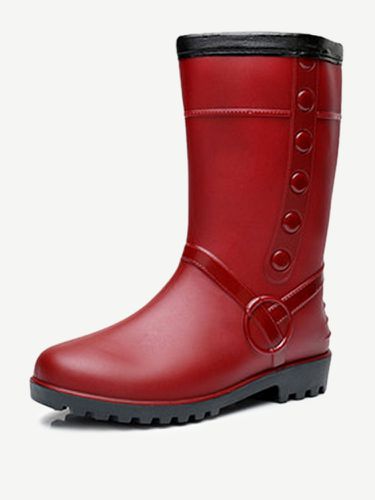 Waterproof Fur Lined Button Rain Boots - Newchic - Modalova