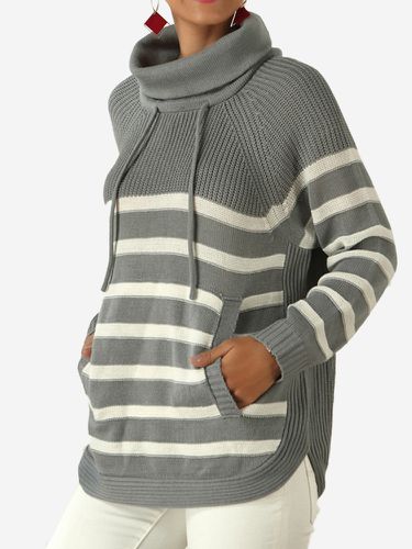 Casual Striped Turtleneck Long Sleeve Sweater - Newchic - Modalova