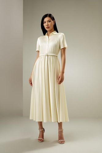 LILYSILK Robe Moira Lily-Blanc n16 Soie Charmeuse Élégante Fluide Col Chemise Ceinture Taille 48 - LILYSILK - Modalova