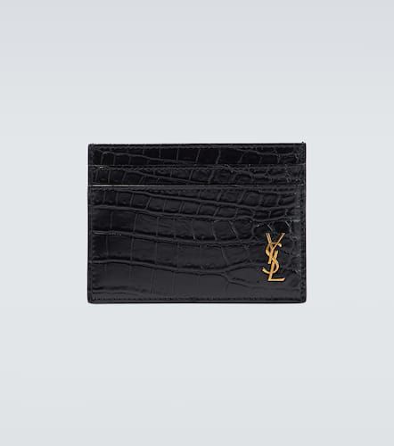 Croc-effect leather card holder - Saint Laurent - Modalova