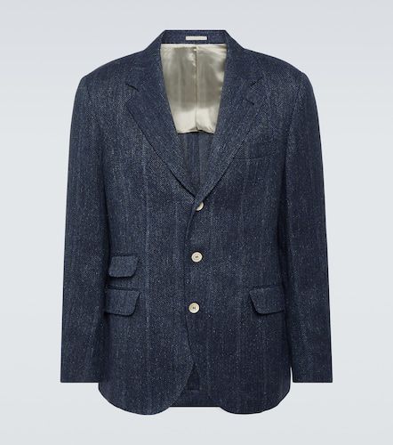 Striped linen, silk and wool blazer - Brunello Cucinelli - Modalova