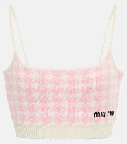 Crop top de cachemir de pata de gallo - Miu Miu - Modalova