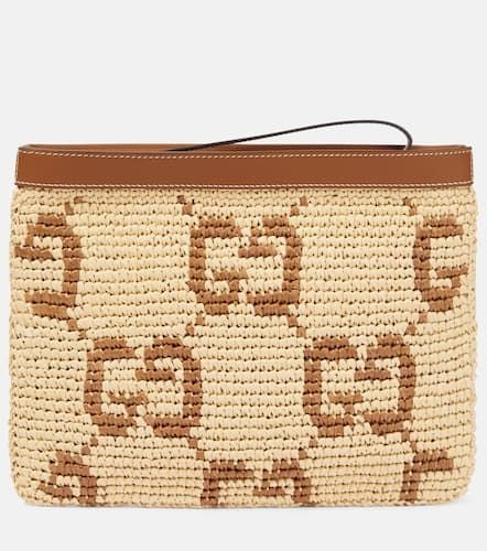 Gucci GG leather-trimmed clutch - Gucci - Modalova