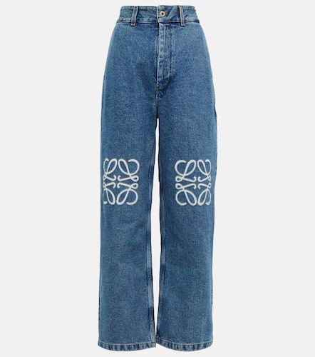 Jeans anchos con anagrama de tiro alto - Loewe - Modalova