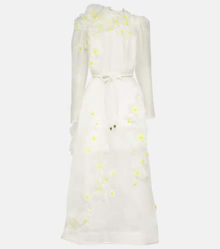 Daisy floral-appliquÃ© linen and silk midi dress - Zimmermann - Modalova