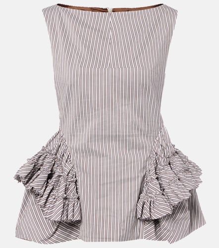 Top de algodón y seda a rayas con volantes - Dries Van Noten - Modalova