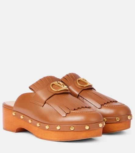 VLogo fringed leather clogs - Valentino Garavani - Modalova