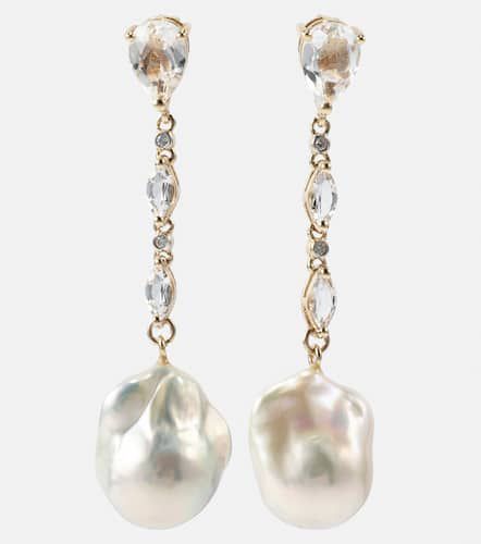 Kt gold earrings with pearls and topaz - Mateo - Modalova
