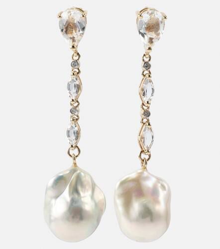Kt earrings with pearls, diamonds, and topaz - Mateo - Modalova