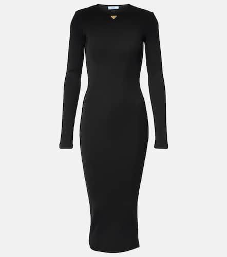 Prada Logo ribbed-knit midi dress - Prada - Modalova