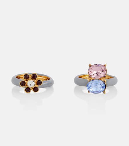 Set of two crystal-embellished rings - Oscar de la Renta - Modalova