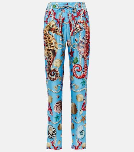 Pantalones rectos capri de seda estampados - Dolce&Gabbana - Modalova