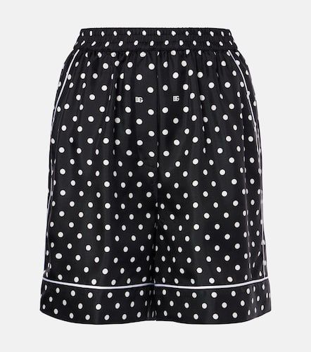 Shorts in twill di seta a pois - Dolce&Gabbana - Modalova