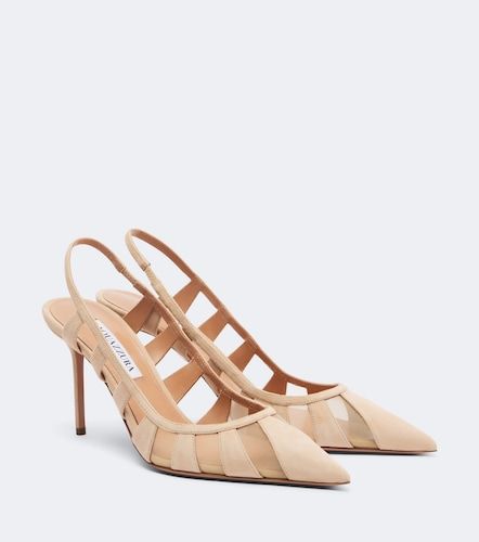 Screen suede and mesh slingback pumps - Aquazzura - Modalova