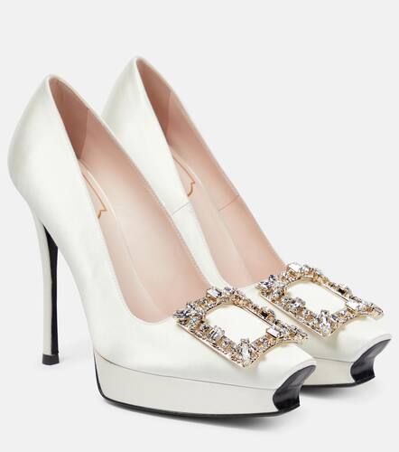 Flower Strass satin platform pumps - Roger Vivier - Modalova