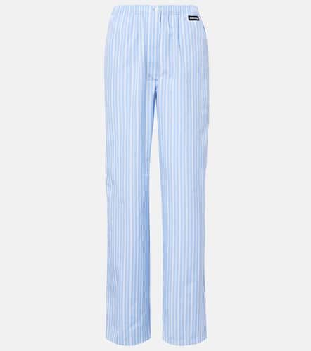 Striped cotton poplin wide-leg pants - Miu Miu - Modalova