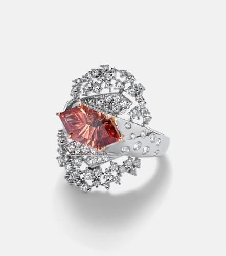 Anello in oro bianco 18kt con diamanti e tormalina - Ananya - Modalova