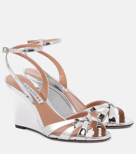 Wedge-Sandalen Tati 85 aus Metallic-Lederimitat - Aquazzura - Modalova