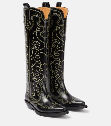 Bestickte Westernstiefel aus Leder - Ganni - Modalova