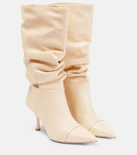 Scrunched leather mid-calf boots - Malone Souliers - Modalova