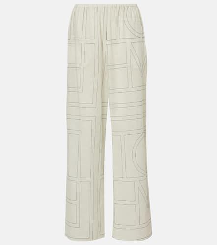 Monogram cotton-blend wide-leg pants - Toteme - Modalova