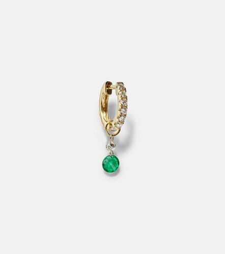 Kt white gold single earring with emerald and diamonds - Roxanne First - Modalova