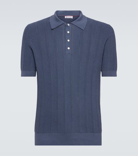 Ribbed-knit cotton polo shirt - Brunello Cucinelli - Modalova