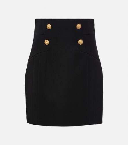 Minifalda de lana de tiro alto - Balmain - Modalova