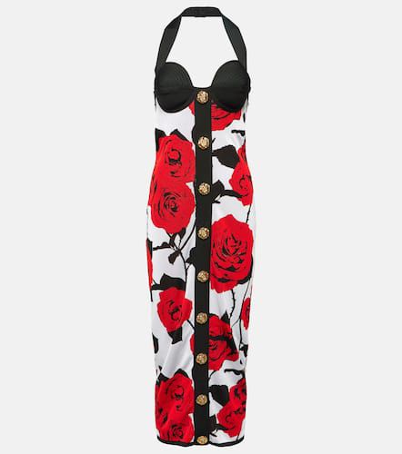 Vestido midi en jacquard floral - Balmain - Modalova