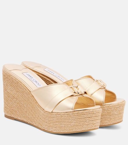 Leda 100 leather platform wedge sandals - Jimmy Choo - Modalova