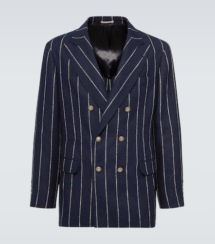 Chalk stripe linen, wool, and silk-blend blazer - Brunello Cucinelli - Modalova